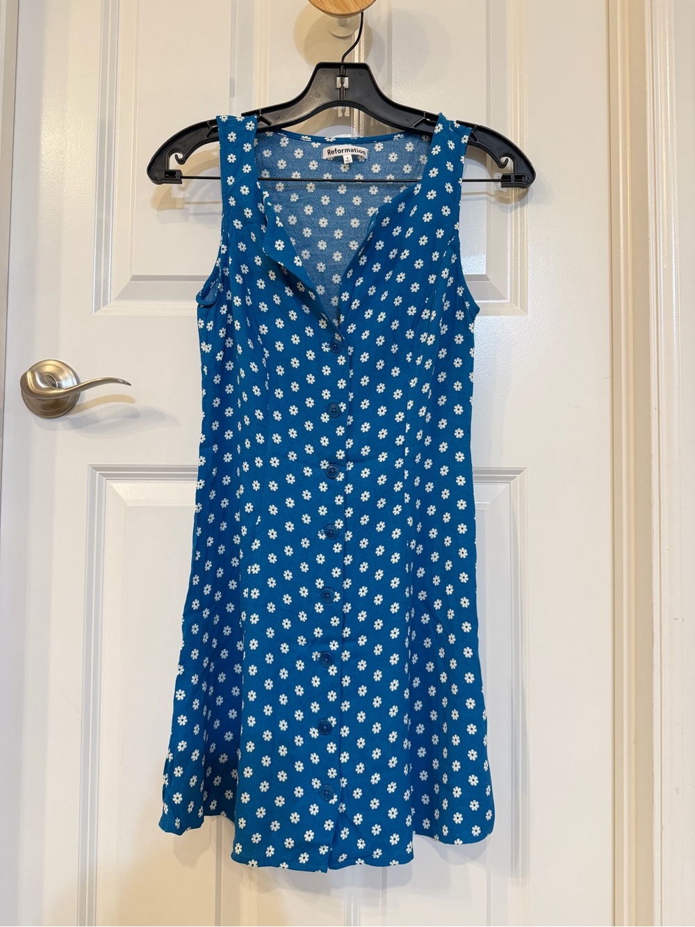 Reformation Rilynn Blue White Floral Button Front Mini Dress